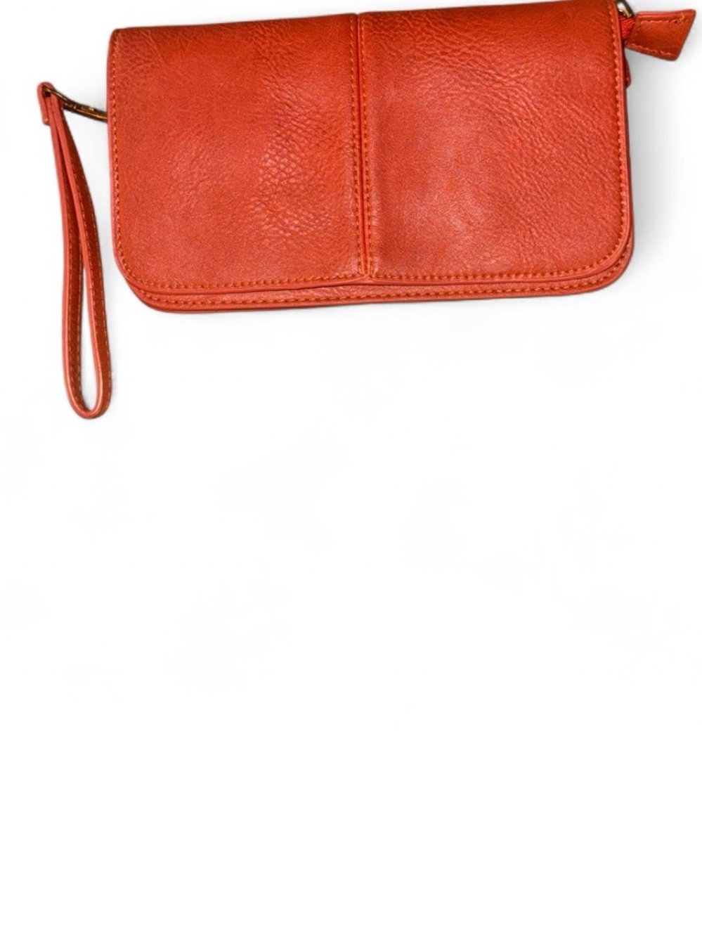 Joy Susan Orange Leather Wristlet Clutch